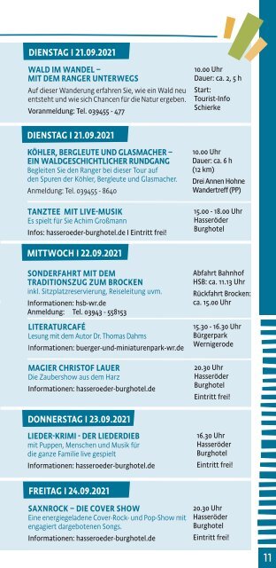 Wernigerode & Schierke September Tipps 2021