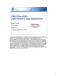 1 John Deere participated in the DB2 9 for z/OS Early Support ...