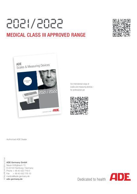 ADE MEDICAL Class III Approved Scales Catalog 2021-2022