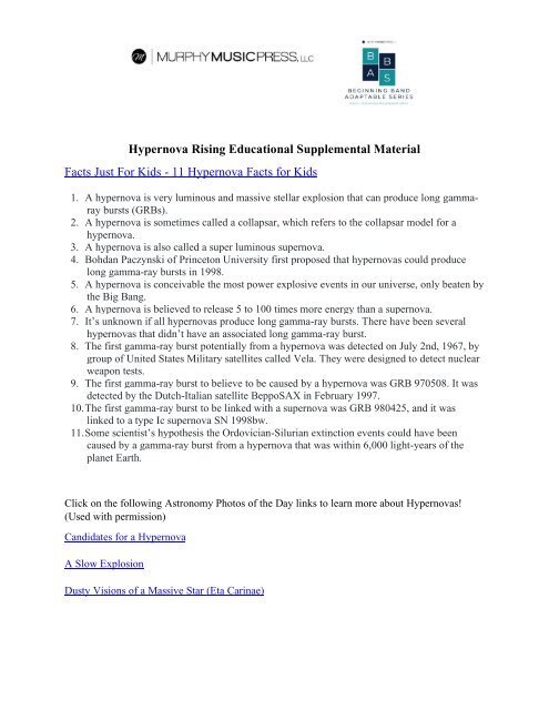 Hypernova Rising Educational Supplemental Material