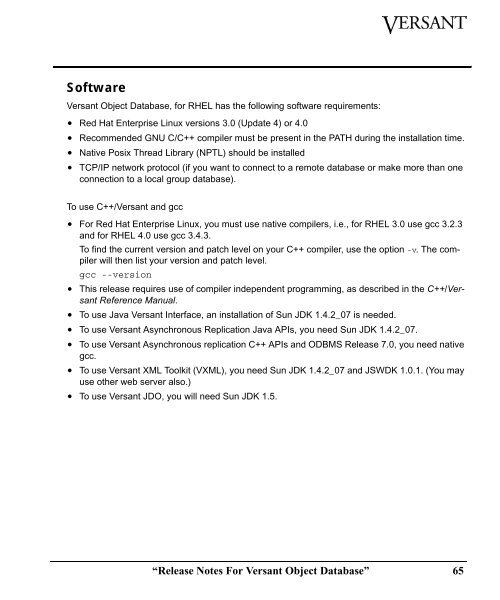 Software Versant Object D