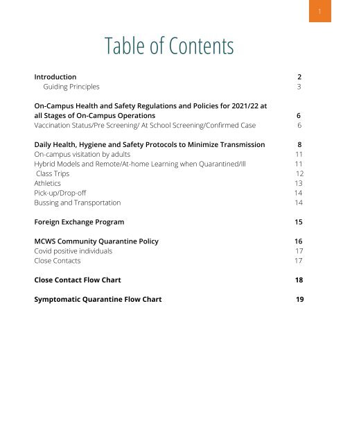 MCWS Covid Blueprint 2021-22 School Year