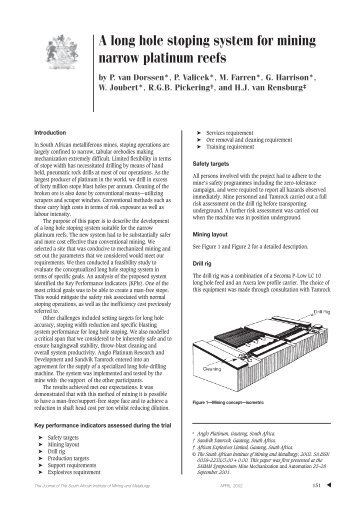 A long hole stoping system for mining narrow platinum reefs - saimm