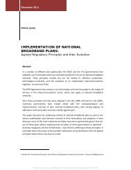 Implementation of National Broadband Plans: Agreed Regulatory Principles and their Evolution