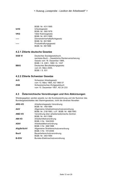 Lexikon der Arbeitswelt (Auszug/Leseprobe)