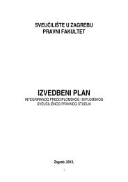 IZVEDBENI PLAN - Pravni fakultet - Sveučilište u Zagrebu