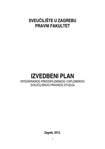 IZVEDBENI PLAN - Pravni fakultet - Sveučilište u Zagrebu