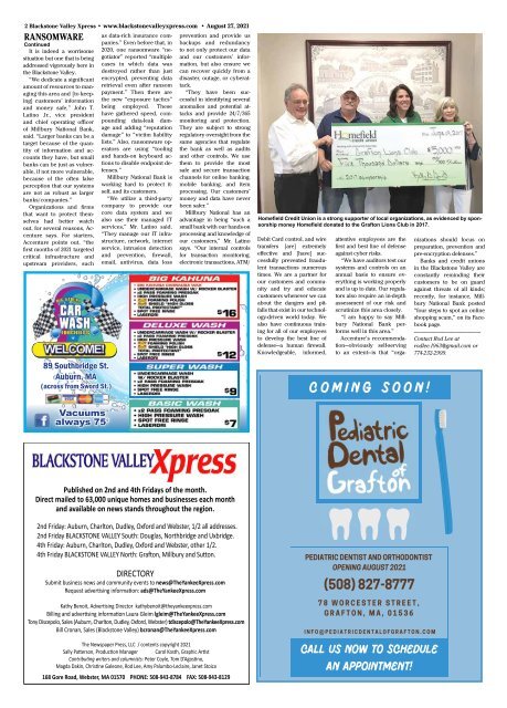 Blackstone Valley Xpress August 27, 2021