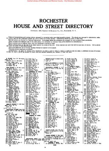 rochester house and street directory - Monroe County Library System