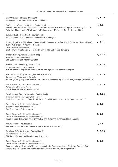 Heft 1 - 12: Themenverzeichnis - Kartonmodellbau.org
