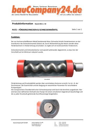 Produktinformation Stand 2011 / 10 - bauCompany24.de