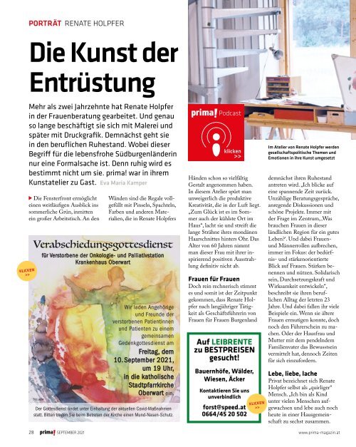 Prima Magazin - Ausgabe September 2021