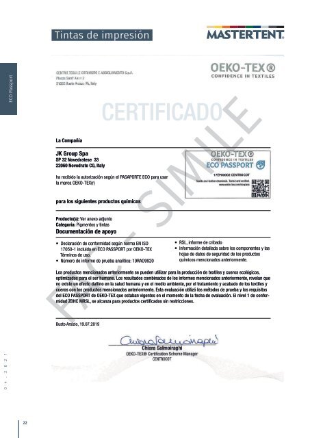 Certificados Mastertent