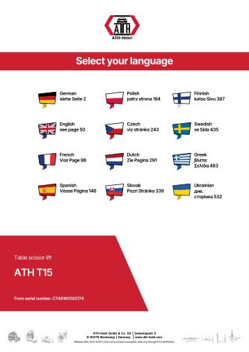 ATH-Heinl Bedienungsanleitung Hubtisch T15