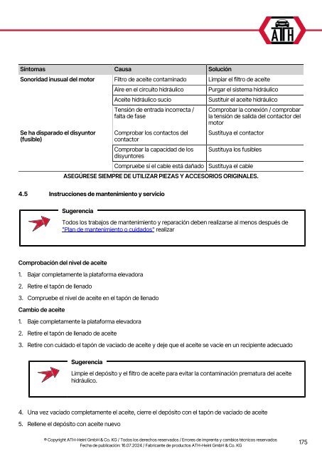 ATH-Heinl Bedienungsanleitung Hubtisch T15