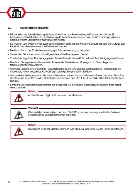 ATH-Heinl Bedienungsanleitung Hubtisch T15