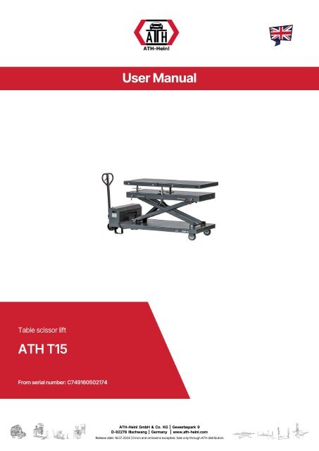 ATH-Heinl Bedienungsanleitung Hubtisch T15