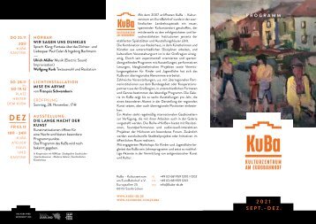 Programmflyer Kulturbahnhof  September/Dezember 2021