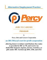 Percy Program alternative employment practice, an IRC 501(c)(3) non-profit
