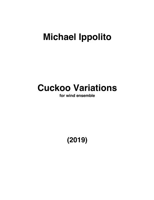 Cuckoo Variations (Complete Score)