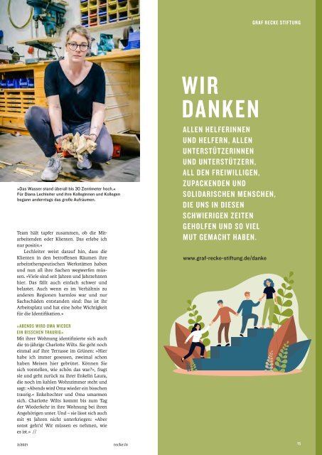 recke:in - Das Magazin der Graf Recke Stiftung Ausgabe 3/2021