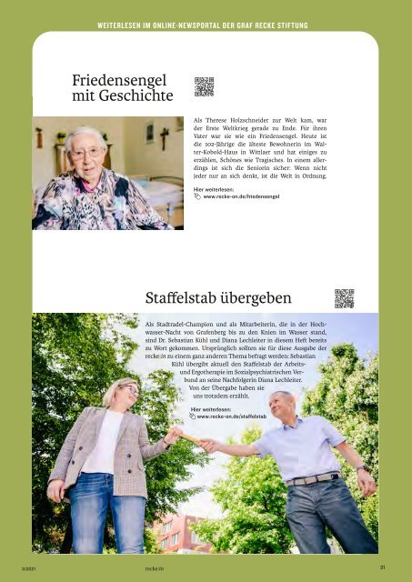 recke:in - Das Magazin der Graf Recke Stiftung Ausgabe 3/2021