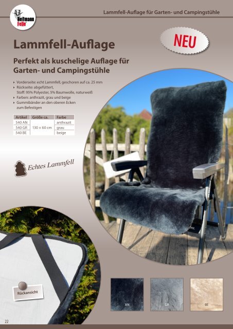 Heitmann Felle GmbH - Dekorationsfelle, Hausschuhe und andere Lammfellartikel - Katalog 2021/22