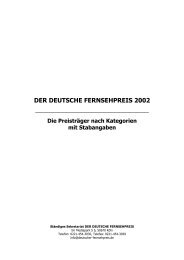 DER DEUTSCHE FERNSEHPREIS 2002 - Deutscher Fernsehpreis