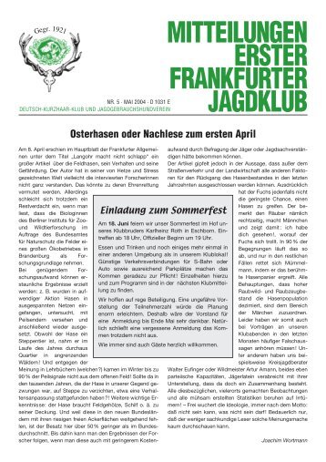 MITTEILUNGEN ERSTER FRANKFURTER JAGDKLUB