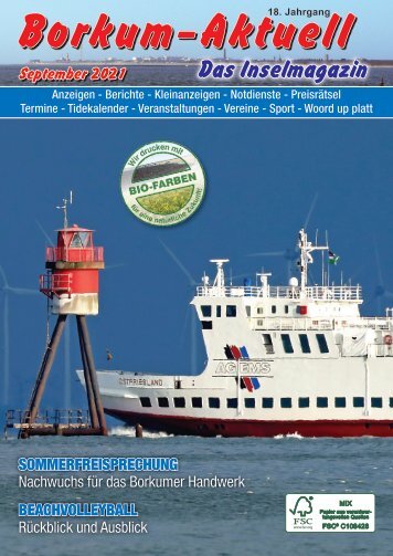 September 2021 Borkum-Aktuell - Das Inselmagazin