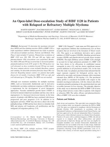 An Open-label Dose-escalation Study of BIBF 1120 in Patients with ...