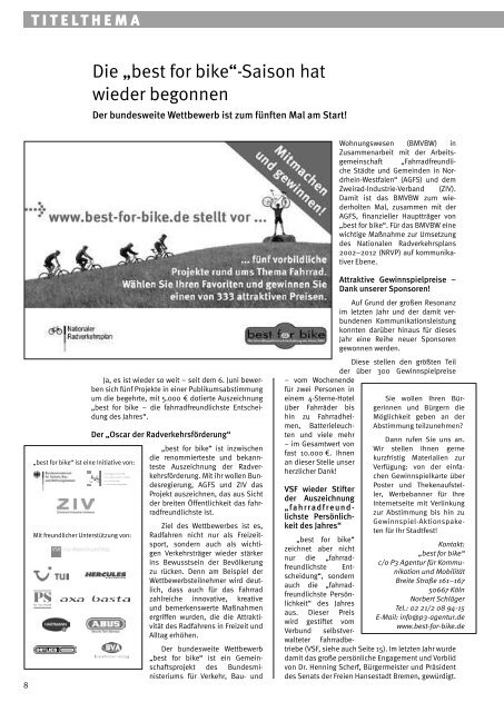 fahrradfreundlich - Arbeitsgemeinschaft fahrradfreundliche Städte ...