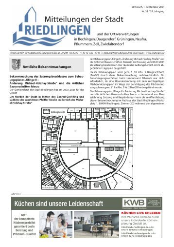 Amtliches Mitteilungsblatt Riedlingen 01.09.2021
