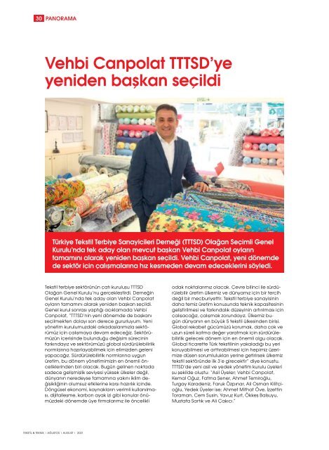 Tekstil Teknik Dergisi Ağustos 2021