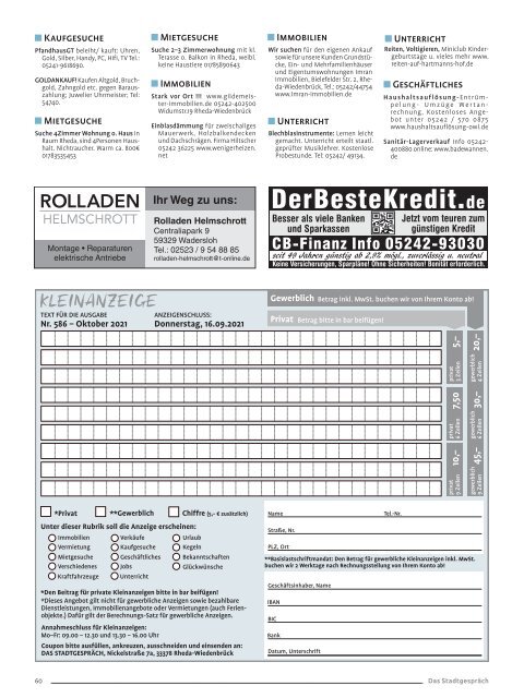 Das Stadtgespräch Ausgabe September 2021 auf Mein Rheda-Wiedenbrück