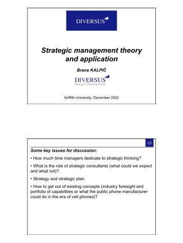 Strategic management theory and application - DIVERSUS ...