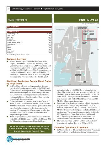 enquest plc enq ln - FirstEnergy Capital Corp.