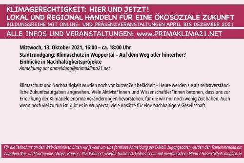 Klimaschutz in Wuppertal – Auf dem Weg oder hinterher? Stadtrundgang