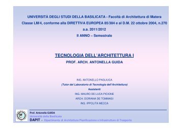 TECNOLOGIA DELL'ARCHITETTURA I - Università degli Studi della ...