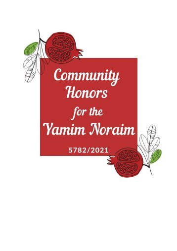 Community Honors for the Yamin Noraim 5782/2021