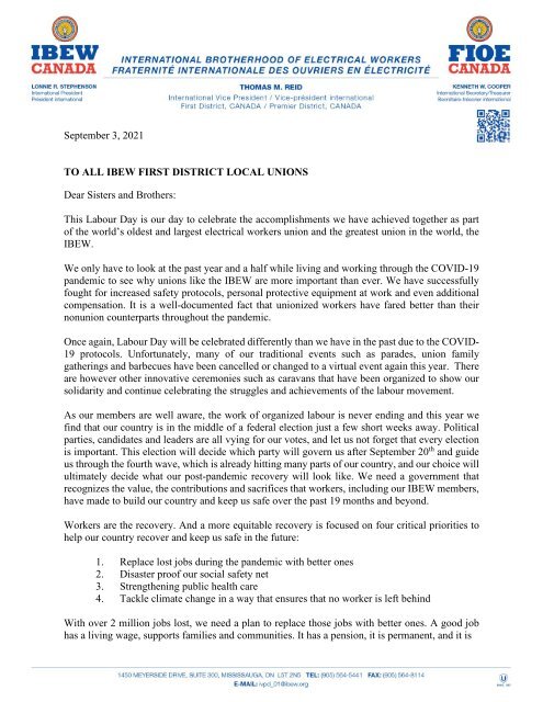 Labour Day message IVP