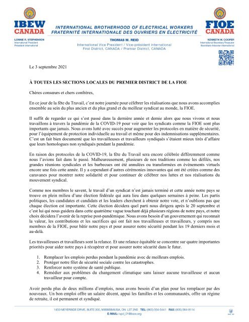 Labour Day message IVP