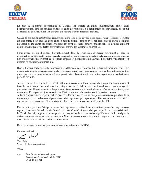 Labour Day message IVP
