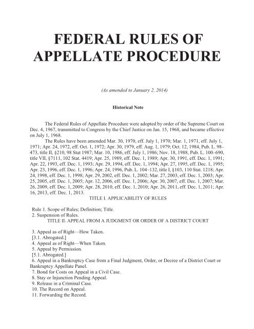 Federal Rules of Appellate Procedure 2014-2015, 2014a