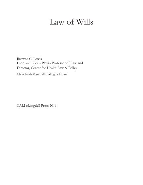 Law of Wills, 2016A