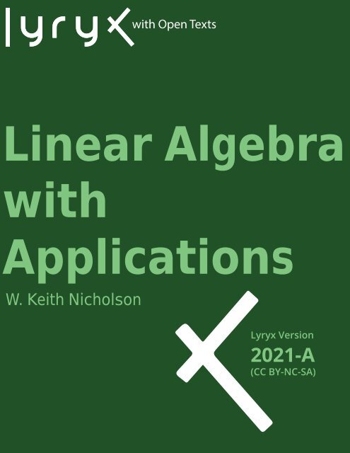 Linear Algebra with Applications, 2021a