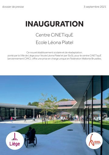 Dossier de presse - Inauguration centre cinetique et école Leona Platel