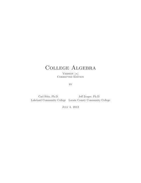 College Algebra, 2013a