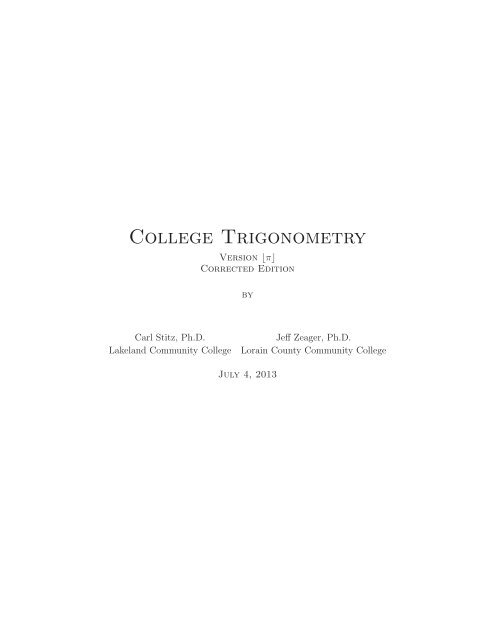 College Trigonometry, 2011a