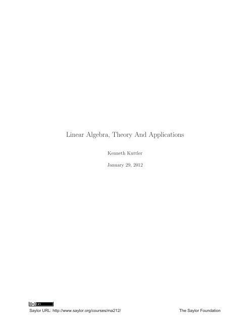 Linear Algebra, Theory And Applications, 2012a